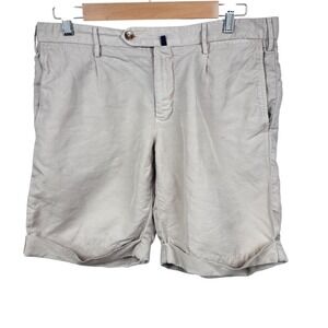 Incotex Chinolino Cotton Linen Blend Shorts Khaki Preppy Size 48 (US 32) Summer